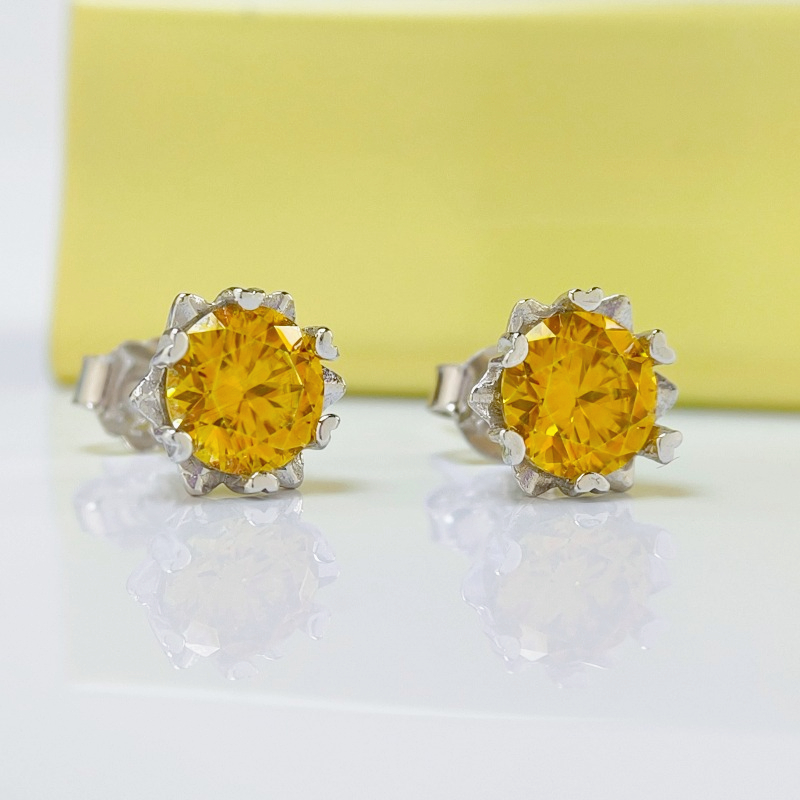 Yellow Moissanite 925 Silver Snowflake Earrings